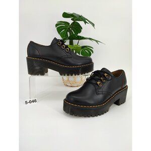 Dr. Martens Women’s Leona Lo Black Lace Up Leather Derby Shoes Size 5 US